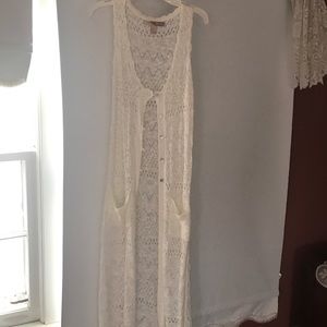 long white lace cardigan