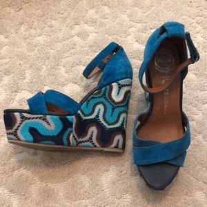 Blue-multi colored Jeffrey Campbell Wedges