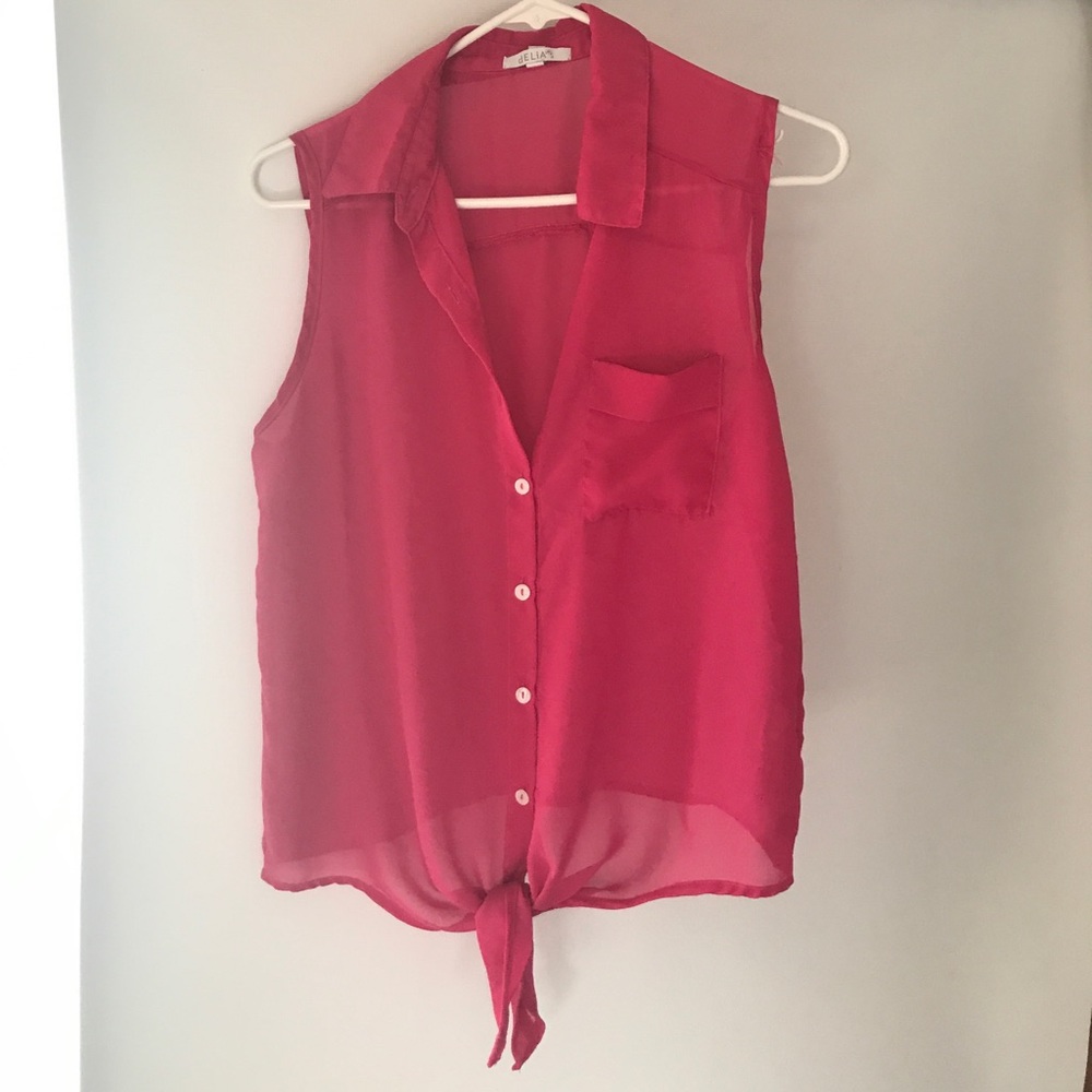 Pink button up top