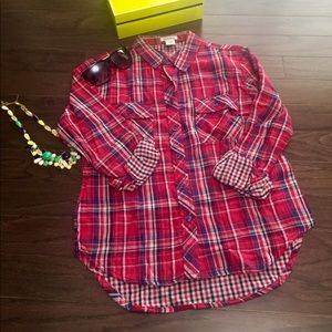 New with tags checks red collared shirt top