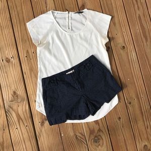 Banana republic navy shorts and cream express top
