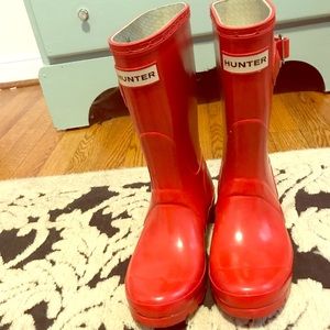 Hunter Boots - Red Gloss - short - Size 5