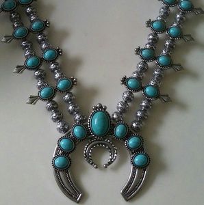 Womens western boho squash blossom necklace
