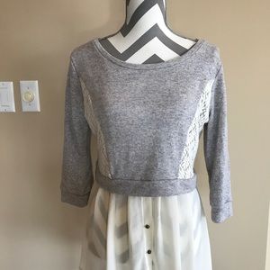 Gray Daytrip Blouse 3/4 length sleeves