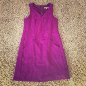 LOFT purple/magenta v-neck dress WITH POCKETS