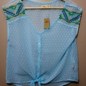 Light blue sheer top from Hollister, new with tag