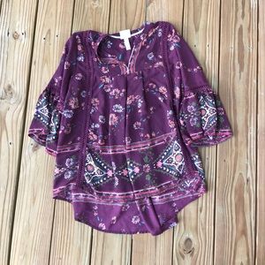 Boutique purple dress top with pattern