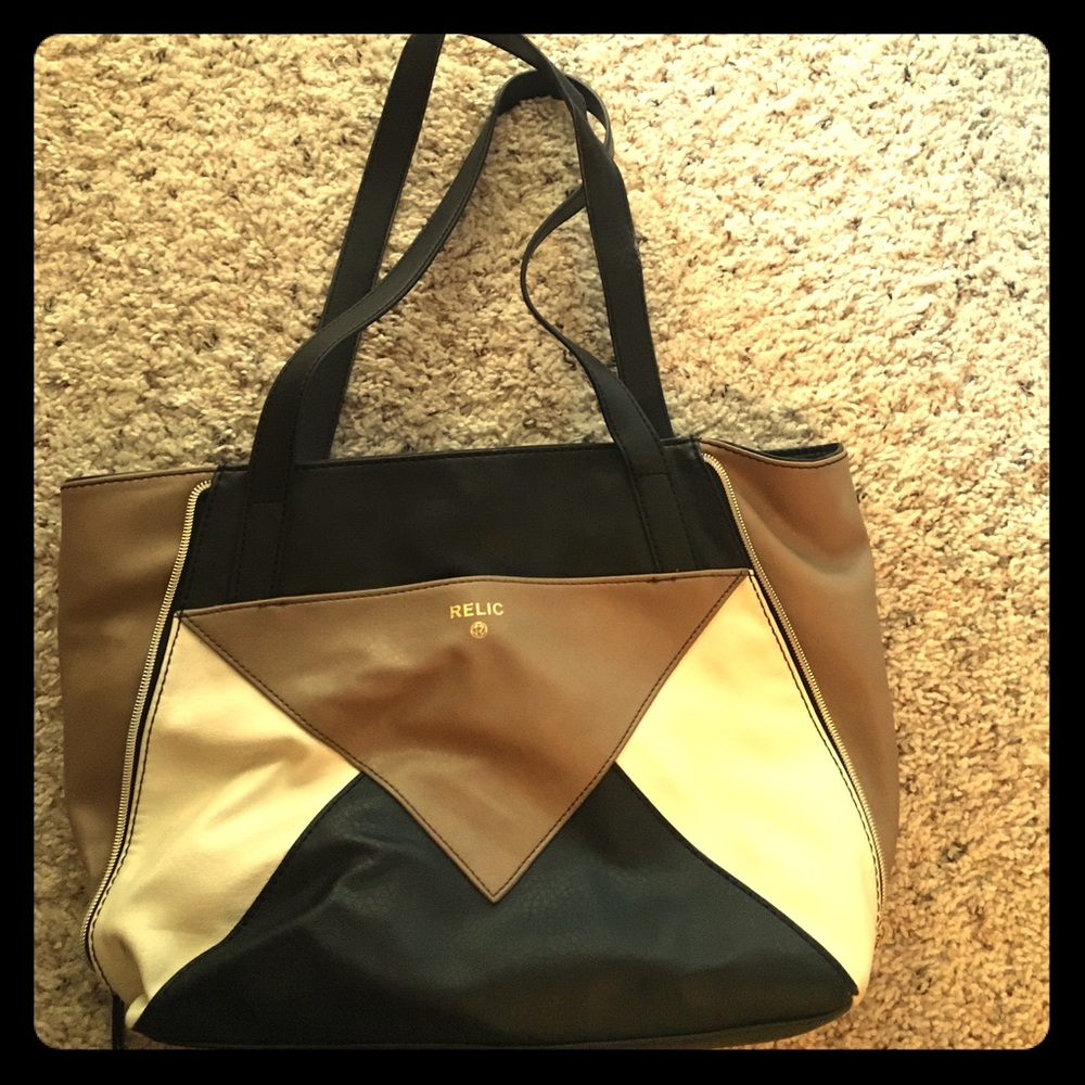Black/camel/cream purse