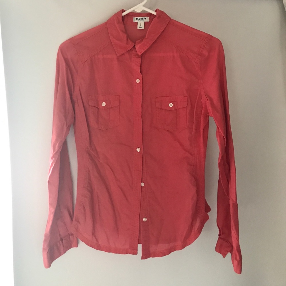 peach flannel button up