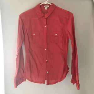 peach flannel button up