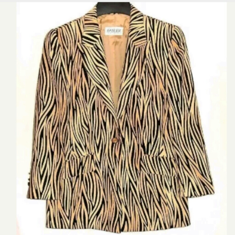 BASLER Yellow Navy Blue Swirl Design Blazer