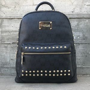bebe Jett Monogram Faux Leather Backpack