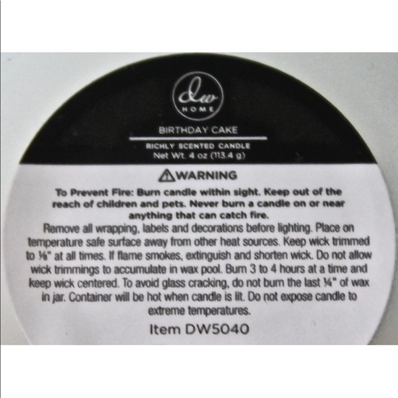 DW HOME CANDLE BIRTHDAY CAKE 1 WICK SOY WAX MINI 4 oz NEW - Picture 3 of 3