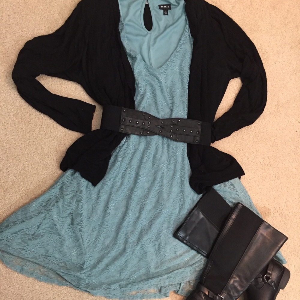Light blue dress.