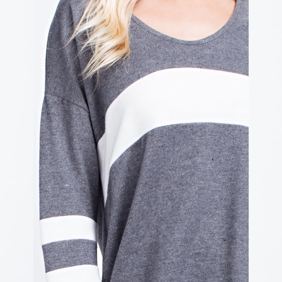 Oversized Brushed Color Block Tunic Long Sleeve - Picture 4 of 4