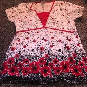 Floral willow brook scrub top