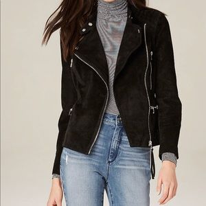 Bebe Quilted Shoulder Suede Moto Jacket