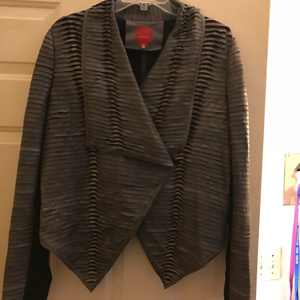 Pleated leather jacket