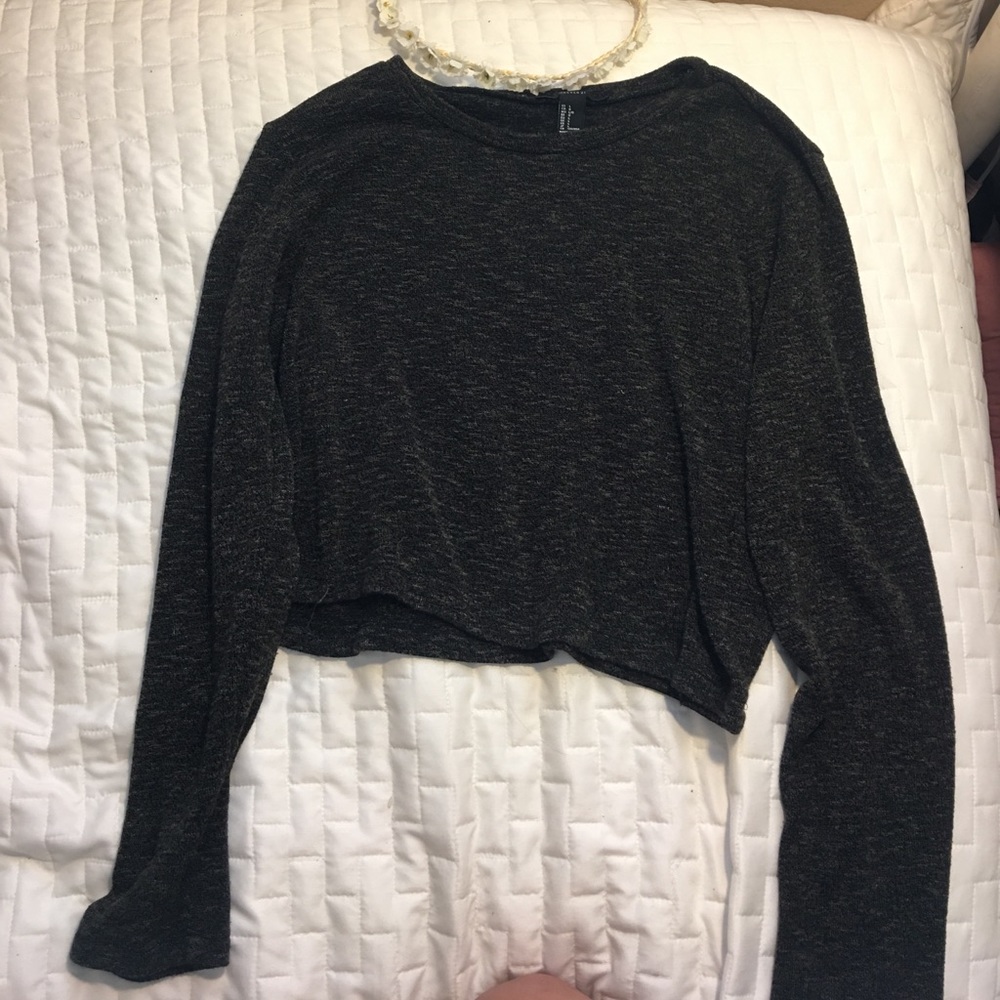 Olive green long sleeve crop top