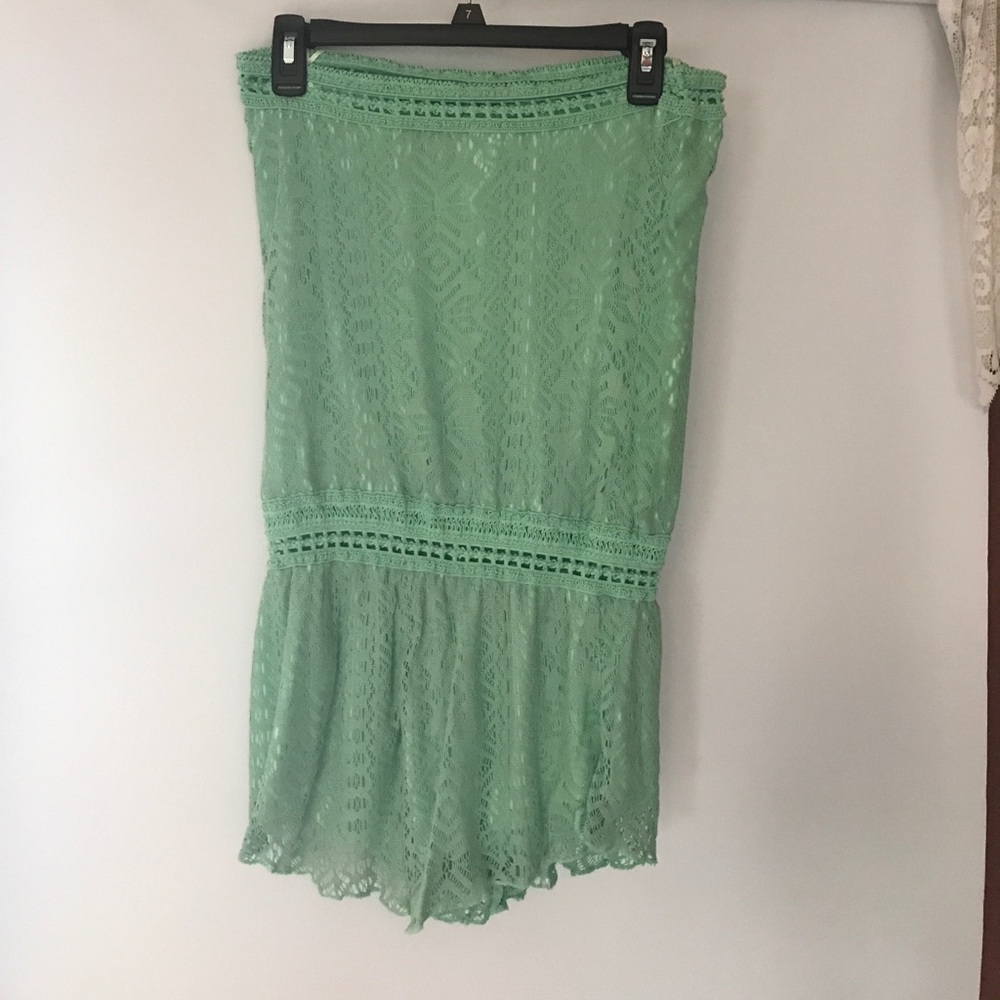 Green strapless romper