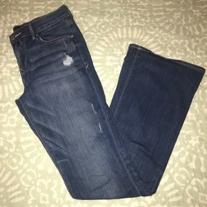 Express women’s distressed flare jeans