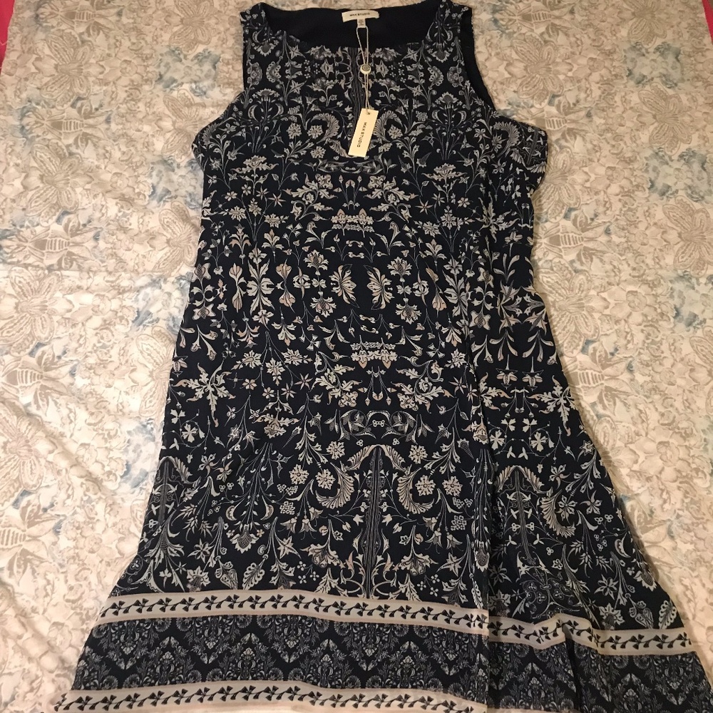 Max Studio Blue & Cream Floral Shift Dress - Picture 1 of 4
