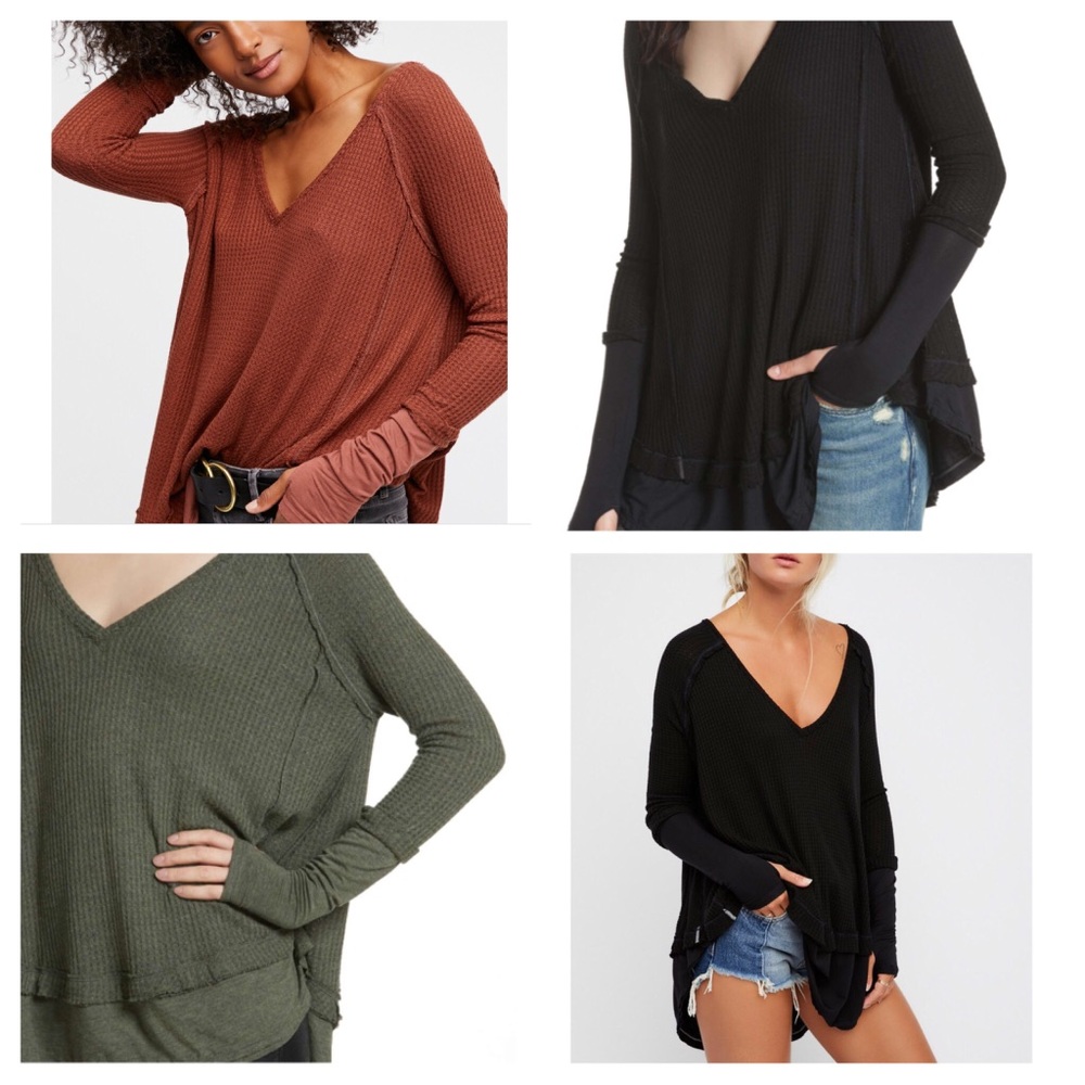 Free People Army Heather Laguna Thermal Top.  NWT. - Picture 2 of 6