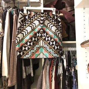 Sequined, print, mini skirt