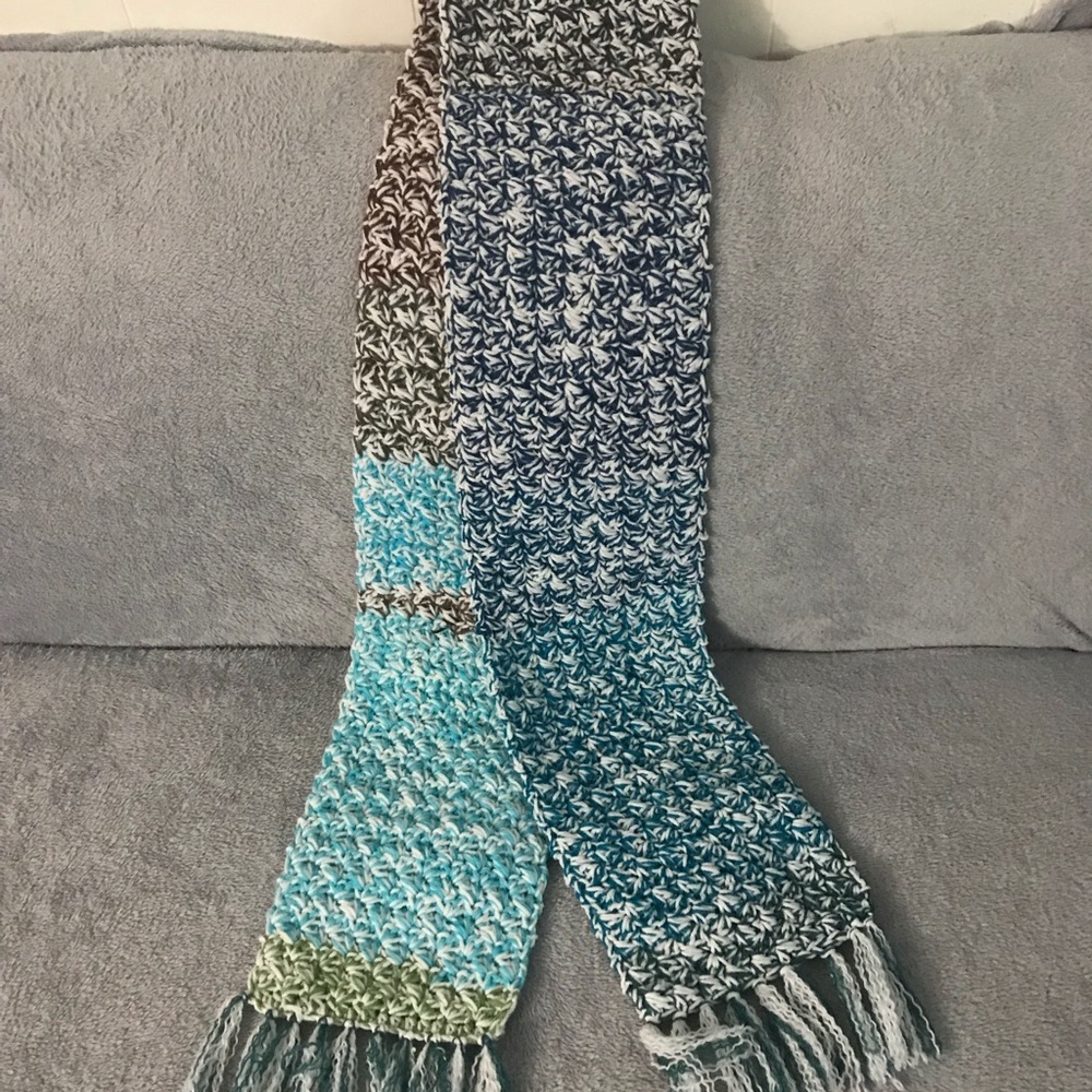 Handmade crochet multicolored scarf