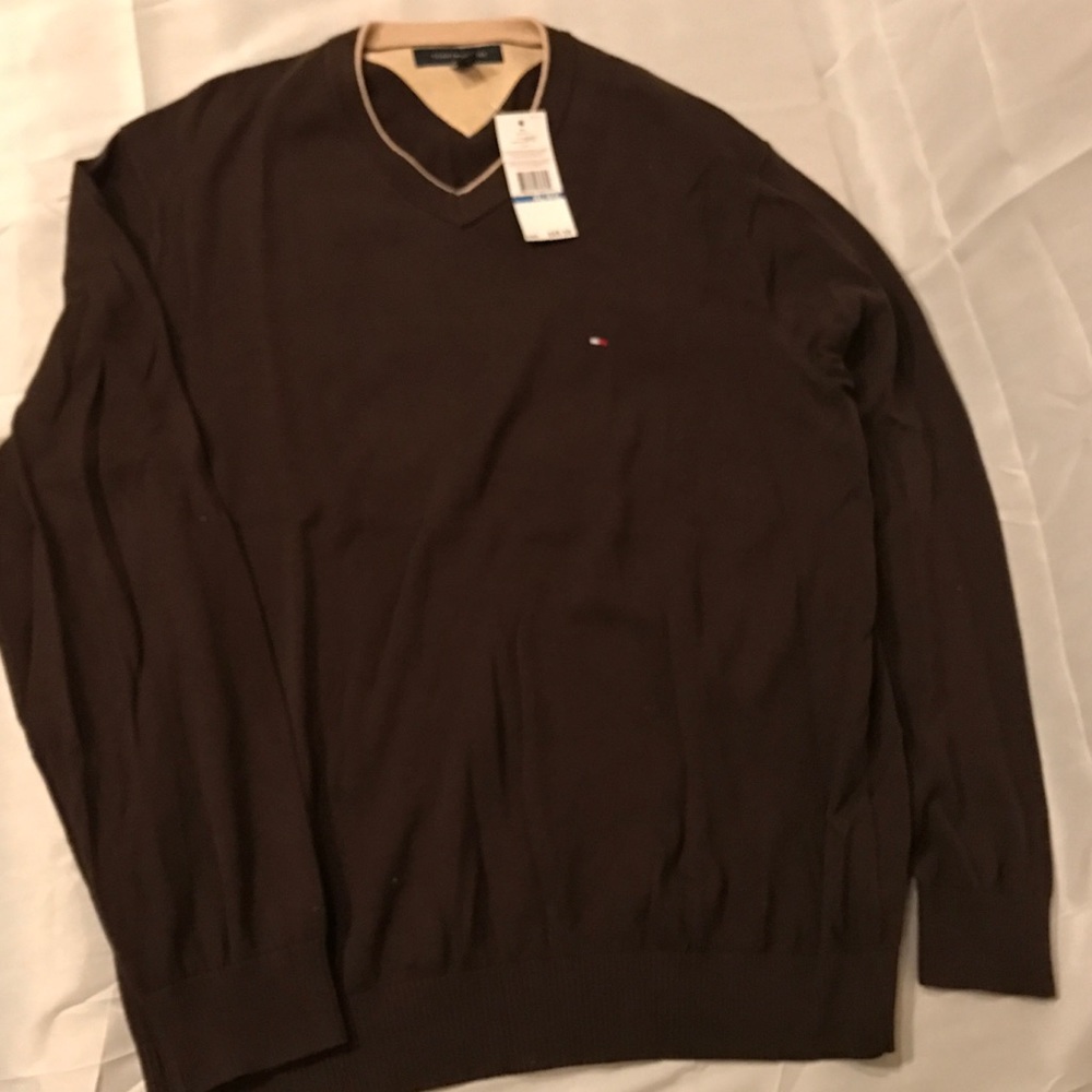 Tommy Hilfiger brown V-neck sweater
