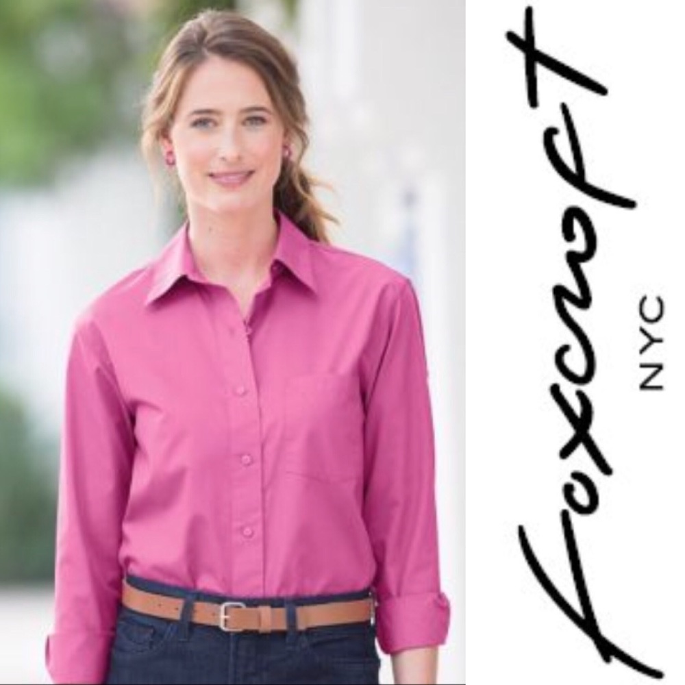 Foxcroft Button Down Size 10 Hibiscus