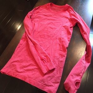Red longsleeve workout shirt from lululemon
