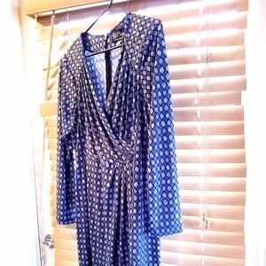 Bob Mackie Wearable Art Drape Front V-Neck Dress