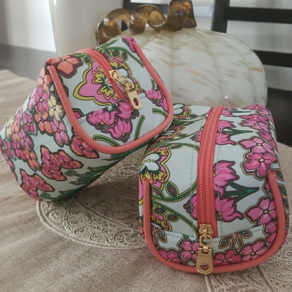 NWOT-Two Small Flowered Cosmetic Bags