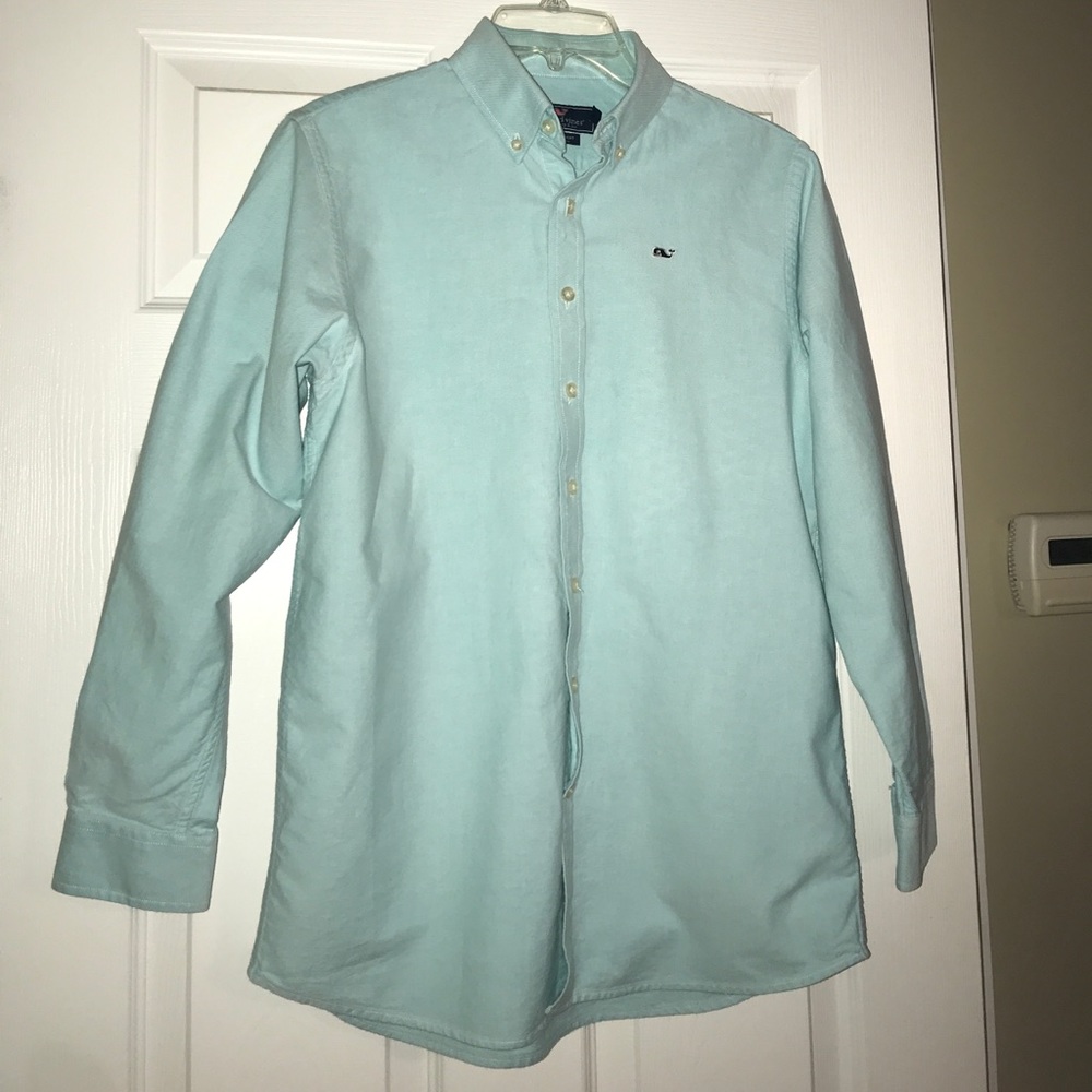 Vineyard Vines boys L button down shirt sea foam