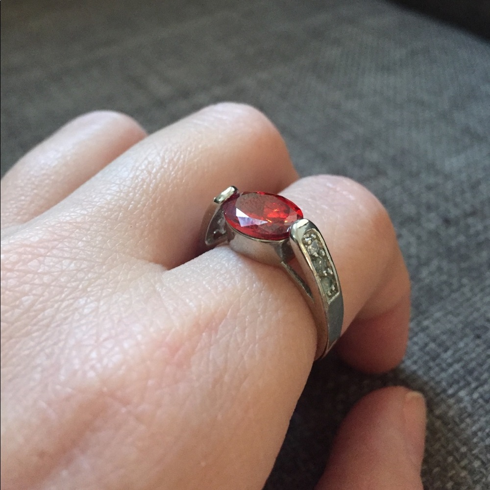 Deep red stone ring - size 8