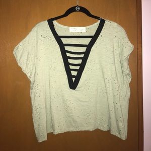 Vintage Havana Tee Shirt w/ holes and ladder neck