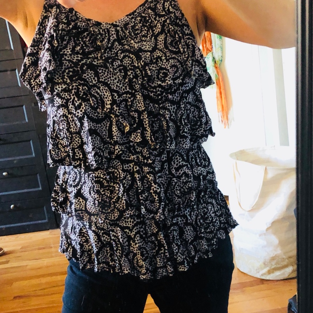 INC Blue Ruffled Tank Top