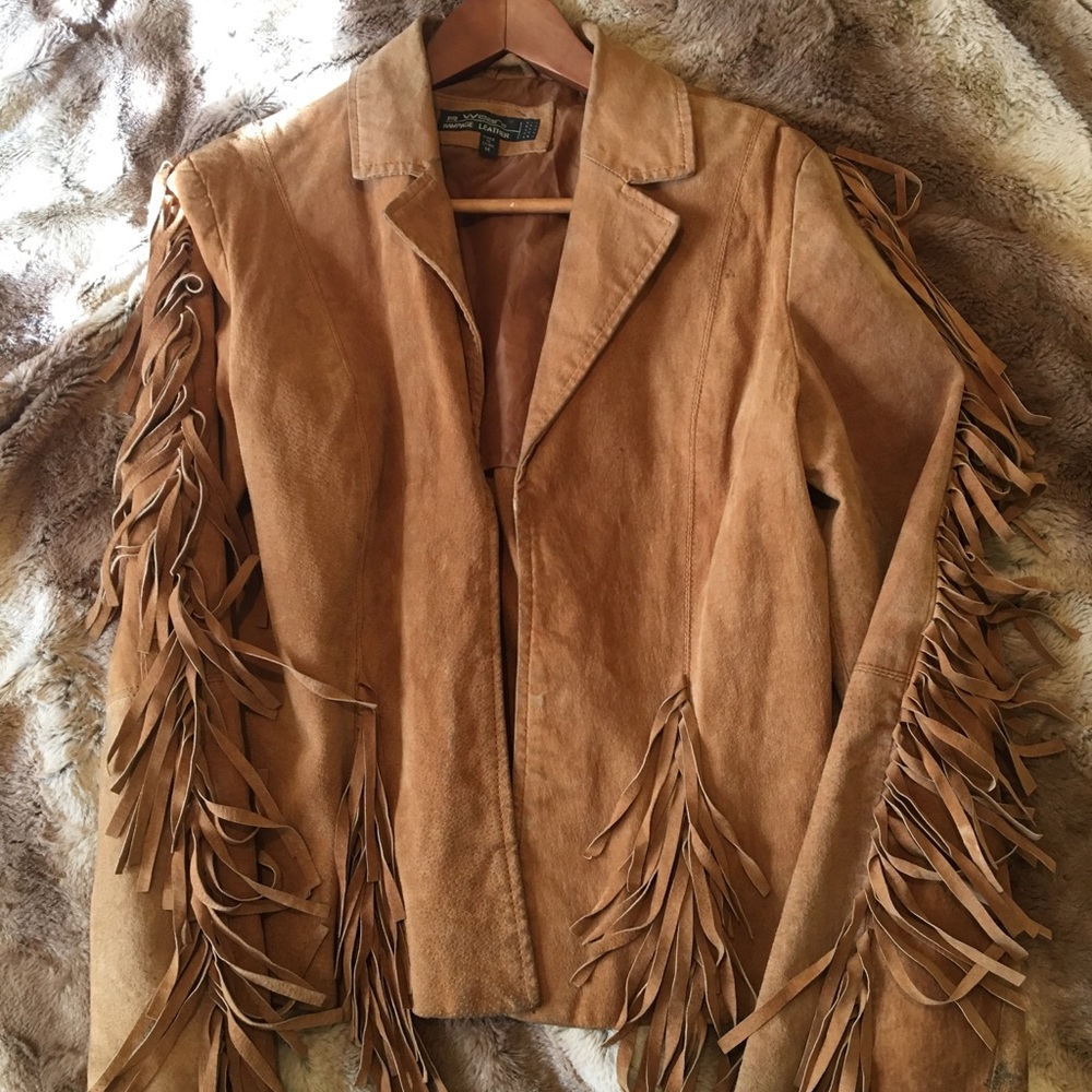 Tasseled vintage leather jacket
