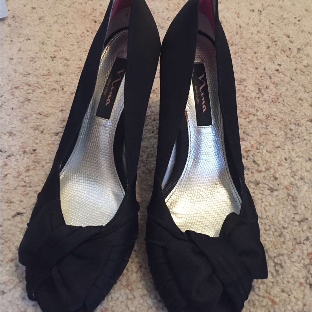 Black peep toe heels