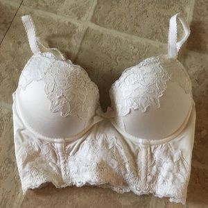 White lace push up bustier bra top