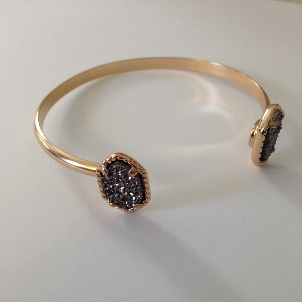 Druzy Graphite Gold Bangle Bracelet