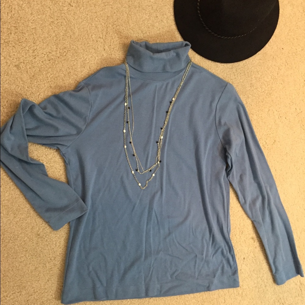 Blue turtleneck top