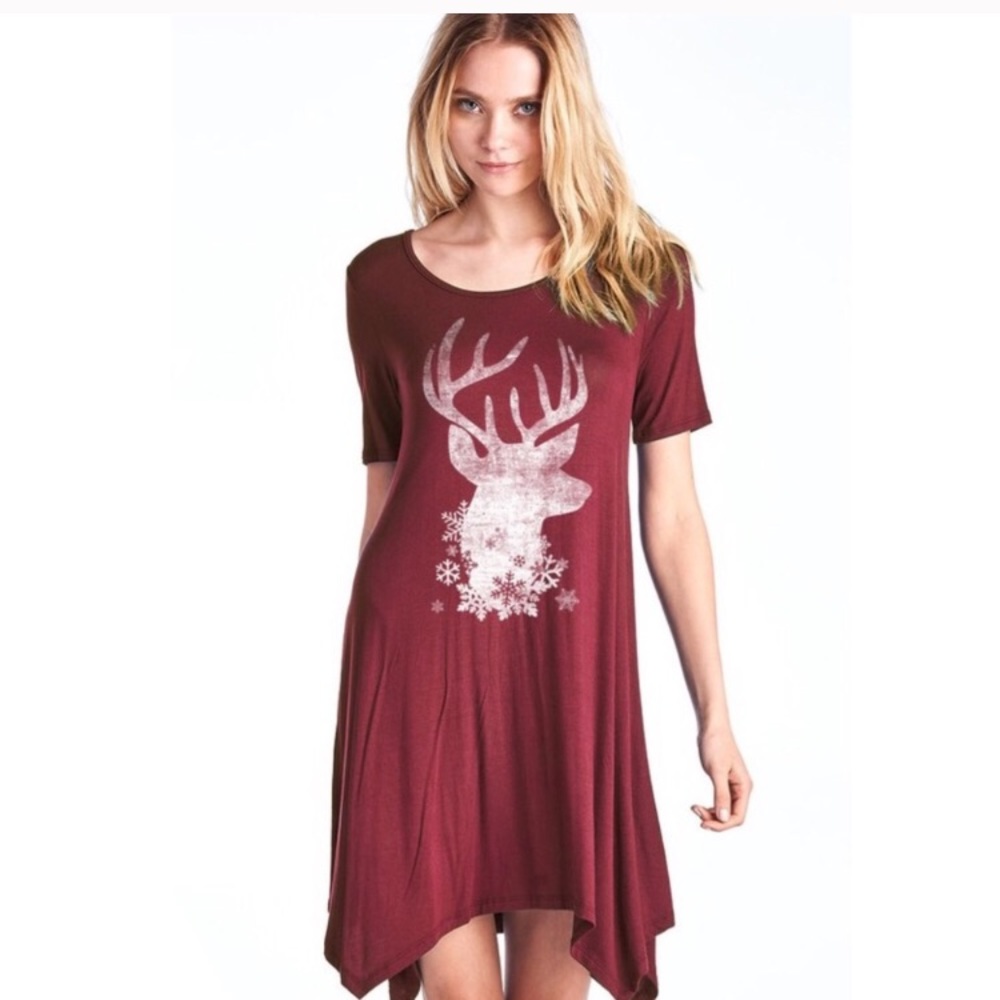 Short sleeve deer print dress!! 😍🎉