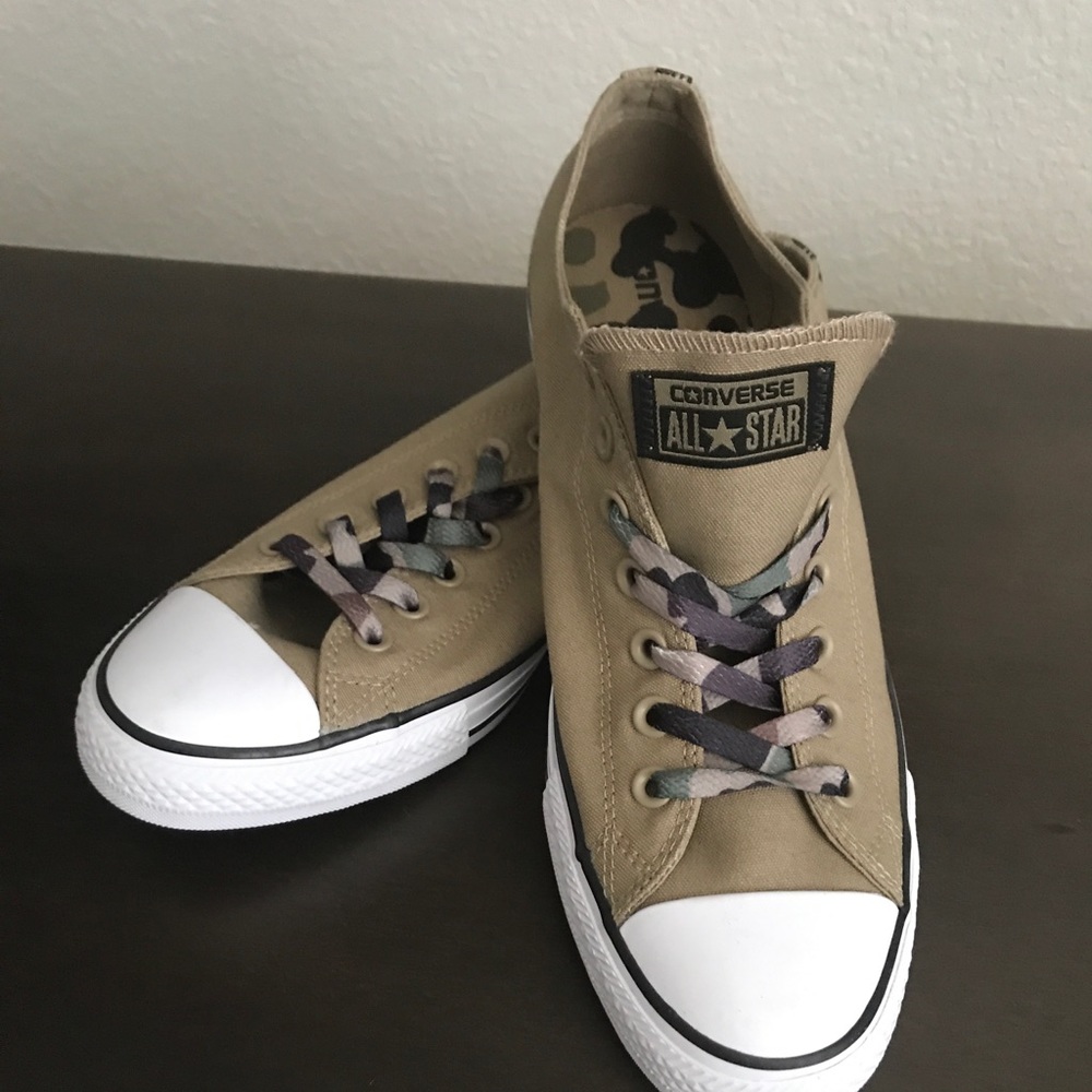 Tan and Camouflage Converse Sneakers