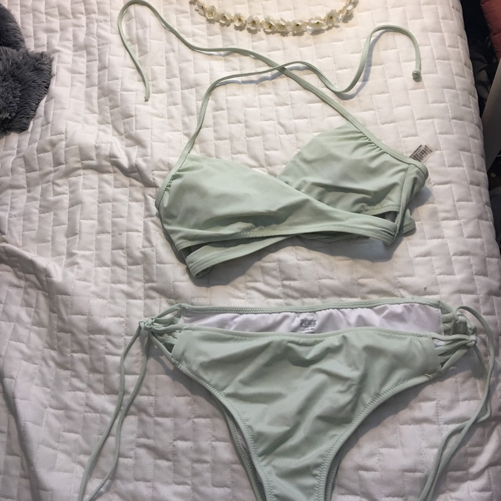 Turquoise bikini from pink