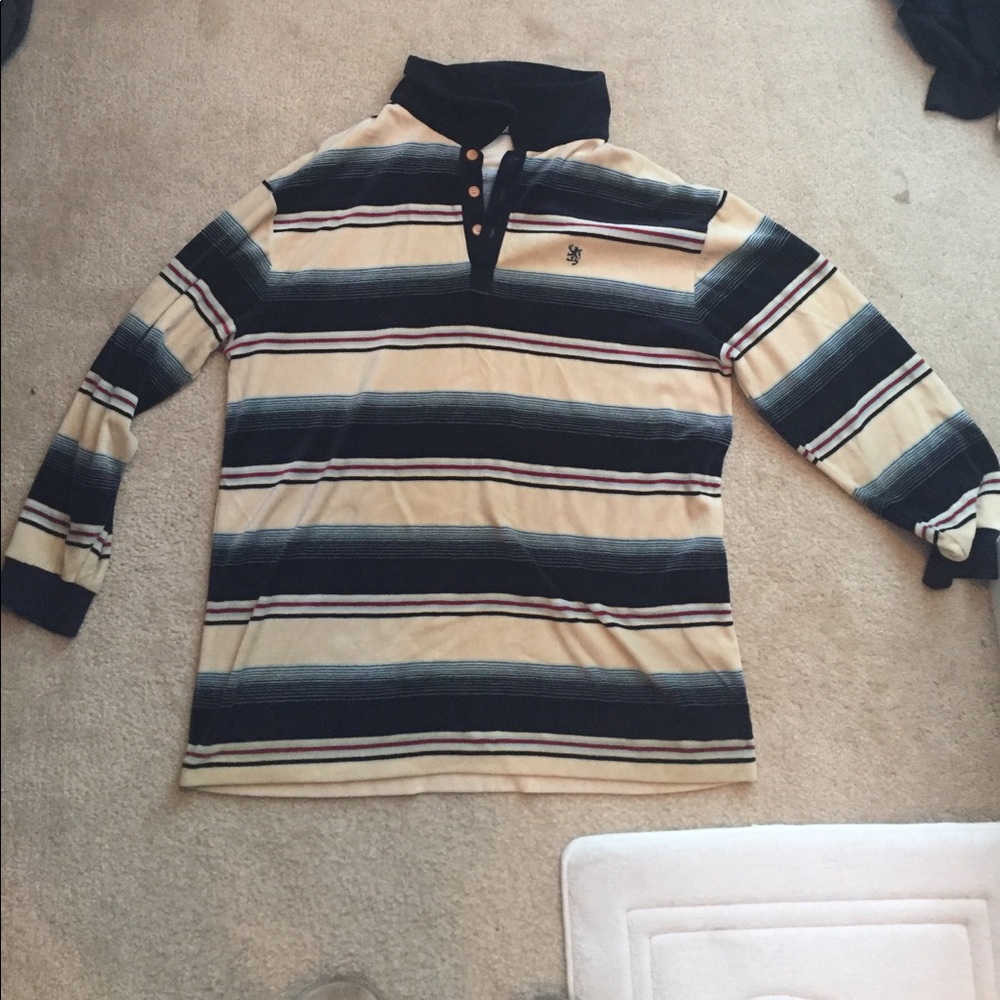Brooklyn Industries Shirt.  Cream, Navy, Red,
