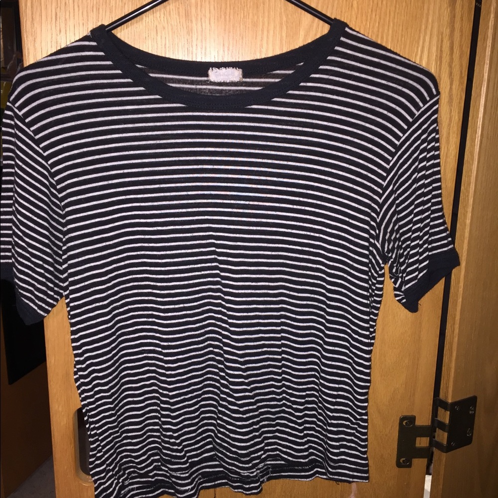 Brandy Melville black and white striped shirt