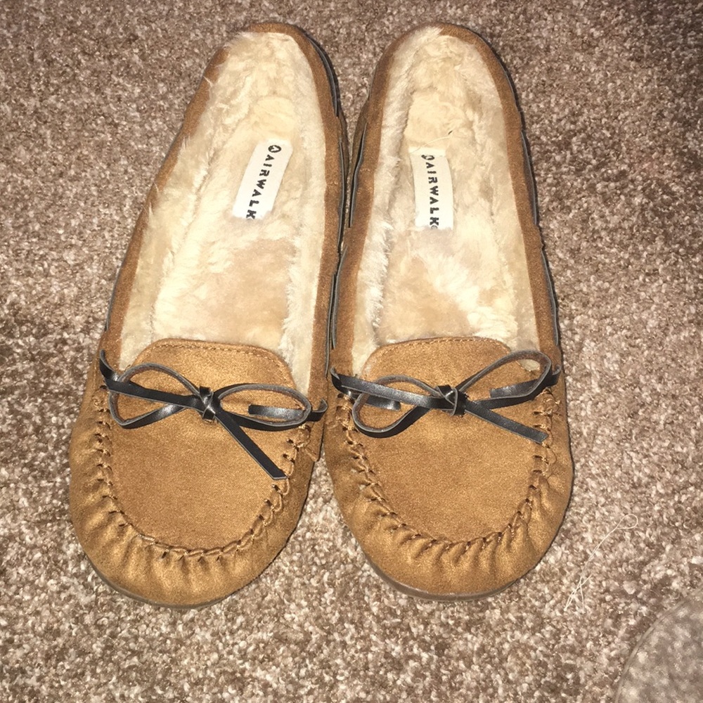 Tan moccasins