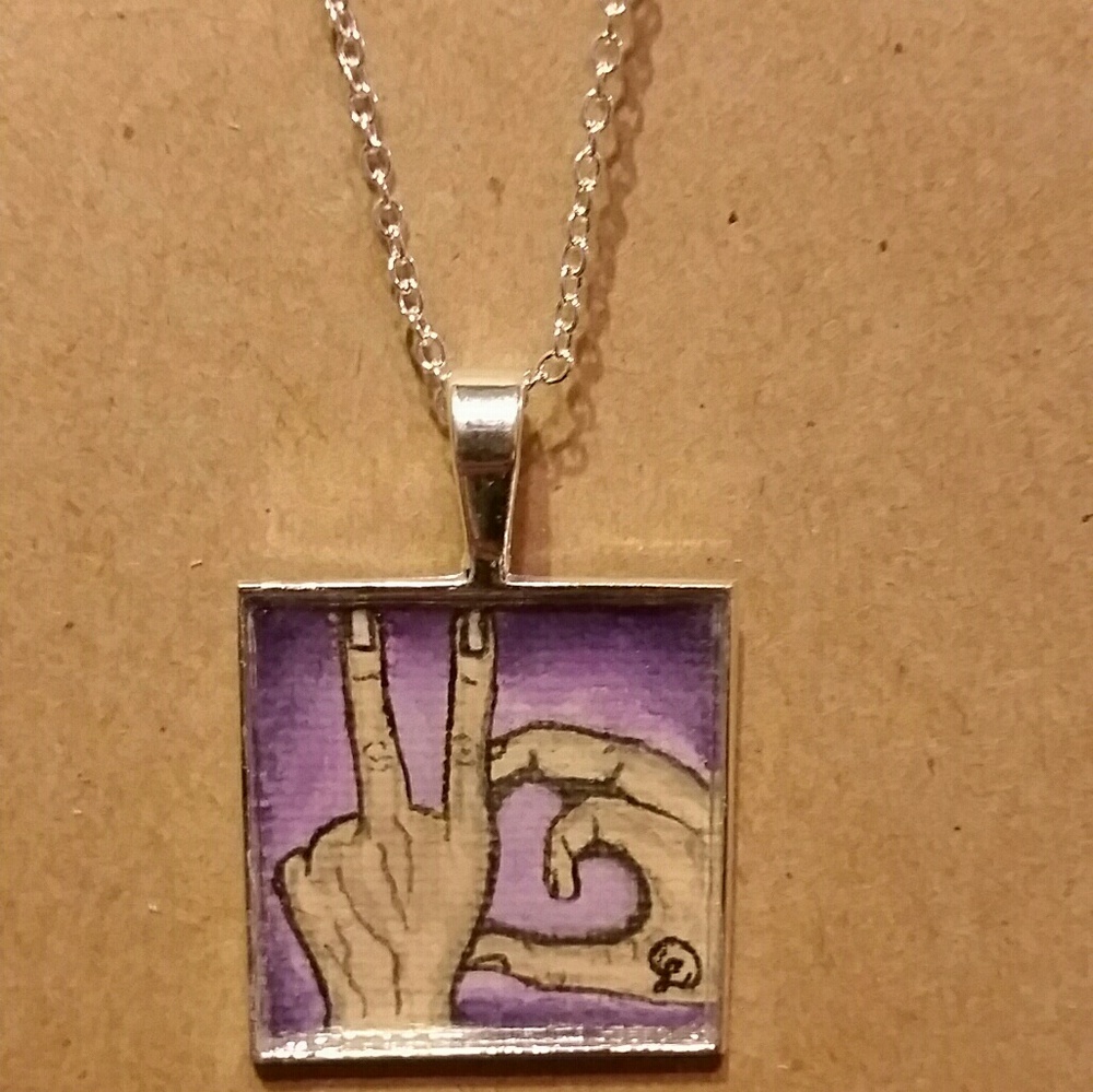 Hand painted pendant necklace charm